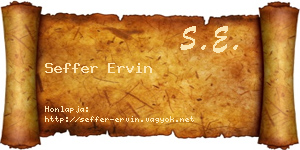 Seffer Ervin névjegykártya